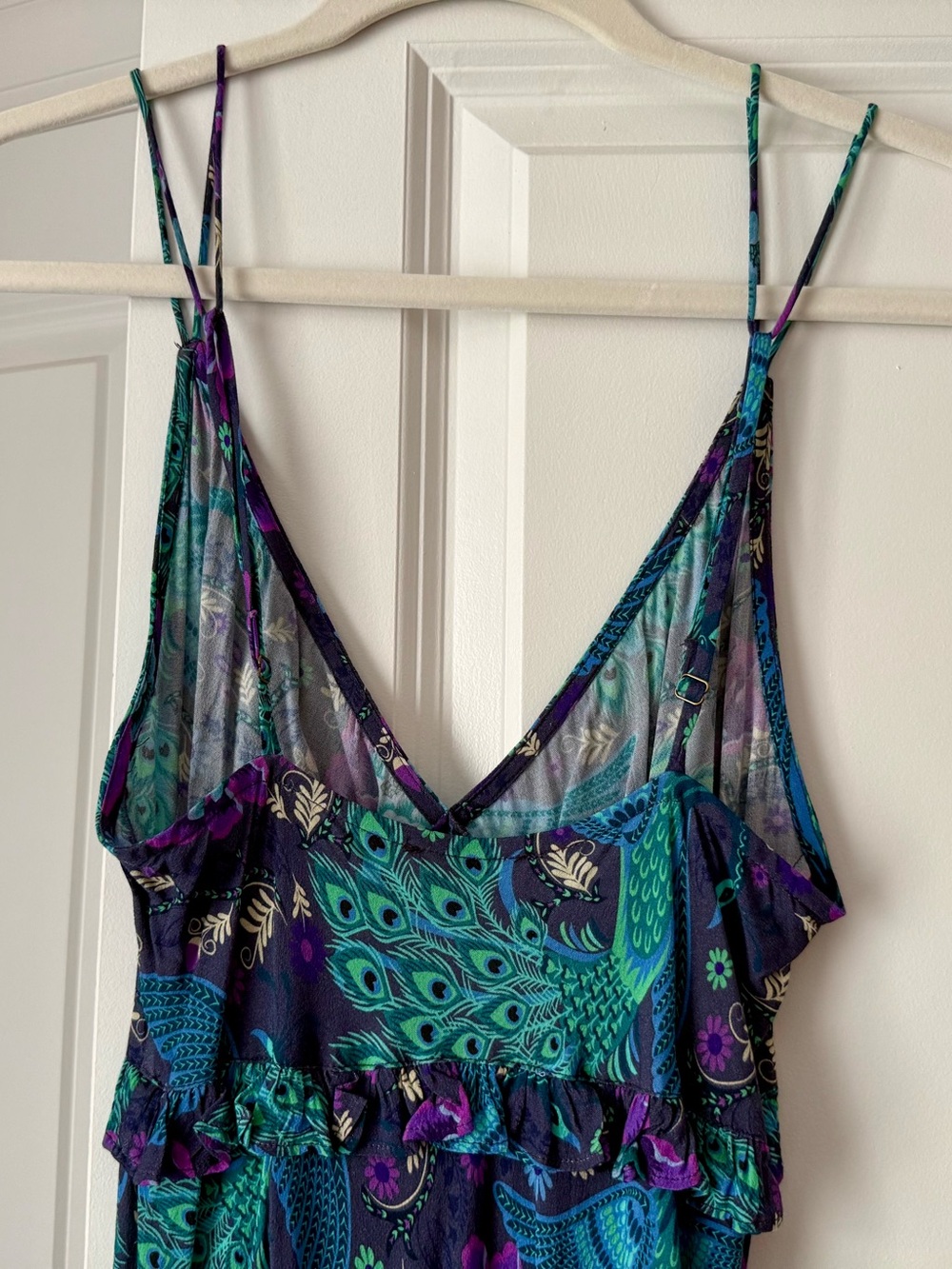 Spell Boheme Bias Cut Maxi Dress in Peacock Colorway, Size Small. - Picture 8 of 14